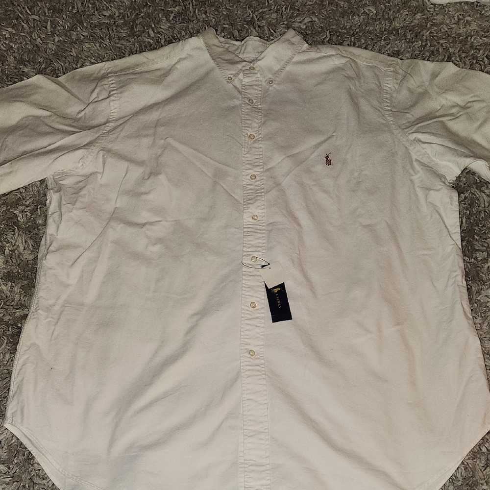 Ralph Lauren Oxford Men Short Sleeve Shirt - White Size 2LT